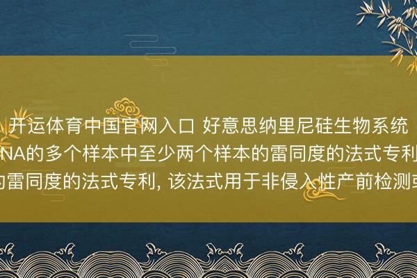 开运体育中国官网入口 好意思纳里尼硅生物系统央求分析包含基因组DNA的多个样本中至少两个样本的雷同度的法式专利, 该法式用于非侵入性产前检测或会诊