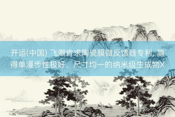开运(中国) 飞潮肯求陶瓷膜微反馈器专利， 赢得单漫步性极好、尺寸均一的纳米级生成物X