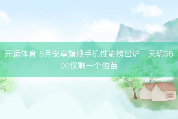 开运体育 5月安卓旗舰手机性能榜出炉：天玑9500仅剩一个独苗