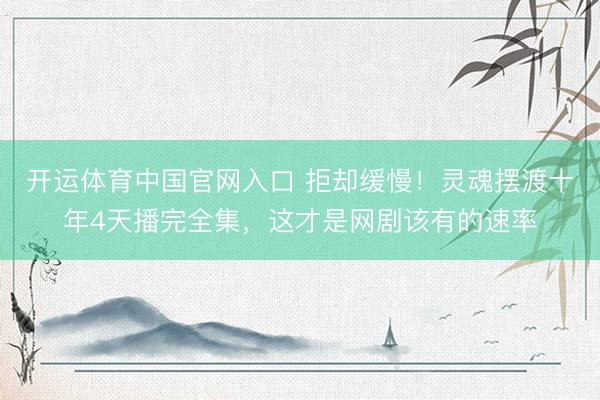 开运体育中国官网入口 拒却缓慢！灵魂摆渡十年4天播完全集，这才是网剧该有的速率