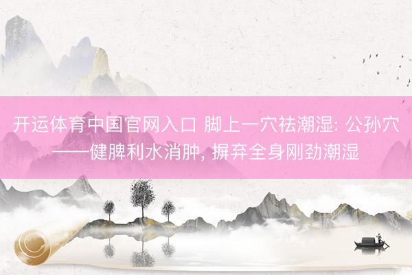 开运体育中国官网入口 脚上一穴祛潮湿: 公孙穴——健脾利水消肿, 摒弃全身刚劲潮湿