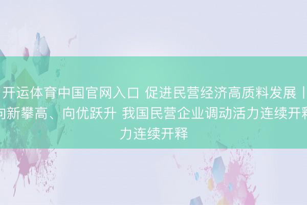 开运体育中国官网入口 促进民营经济高质料发展丨向新攀高、向优跃升 我国民营企业调动活力连续开释
