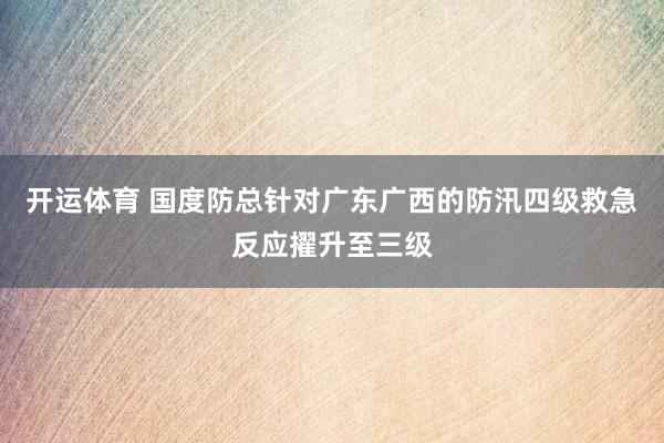 开运体育 国度防总针对广东广西的防汛四级救急反应擢升至三级